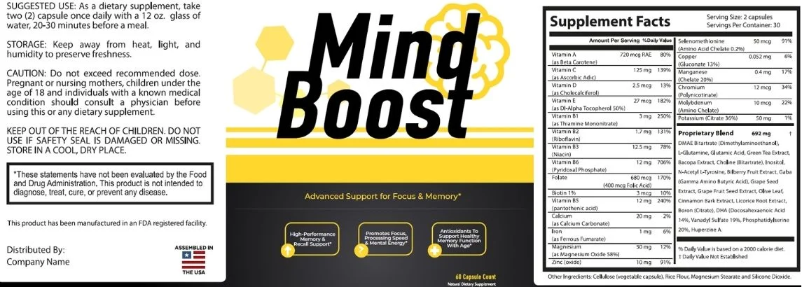 Mind Boost Product Label